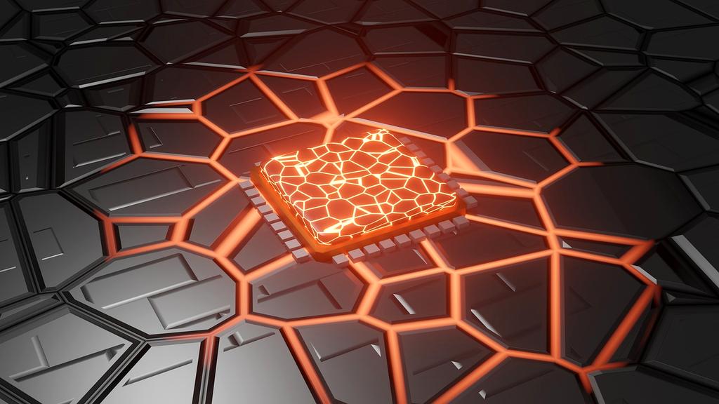 Quantum computing chip close-up